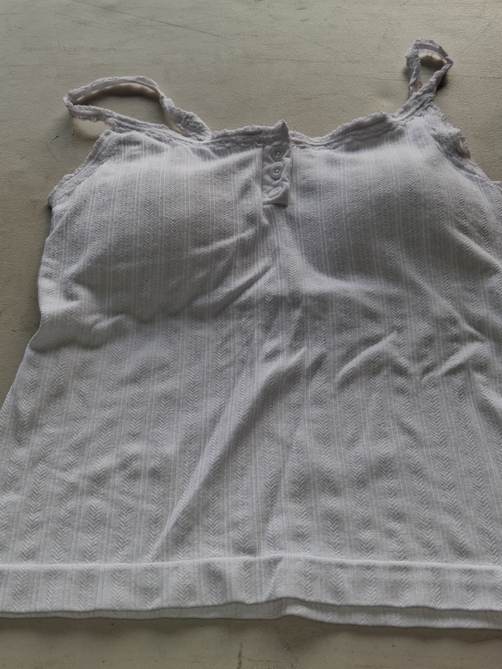 White Ribbed Lace-Trim Camisole Tank Top